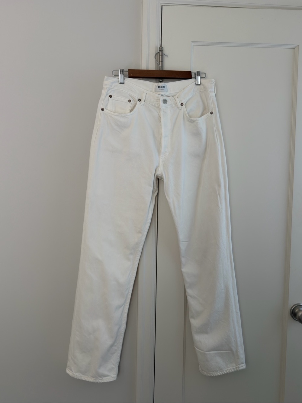 Agolde White High-Rise Straight-Leg Jeans
